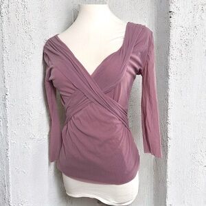 Vintage sweet pea Elegant Mauve Wrap Top M Fairycore mesh shabby chic coquette